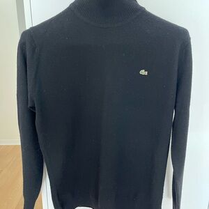 Lacoste Ladies Black Sweater L 44 Wool Turtleneck